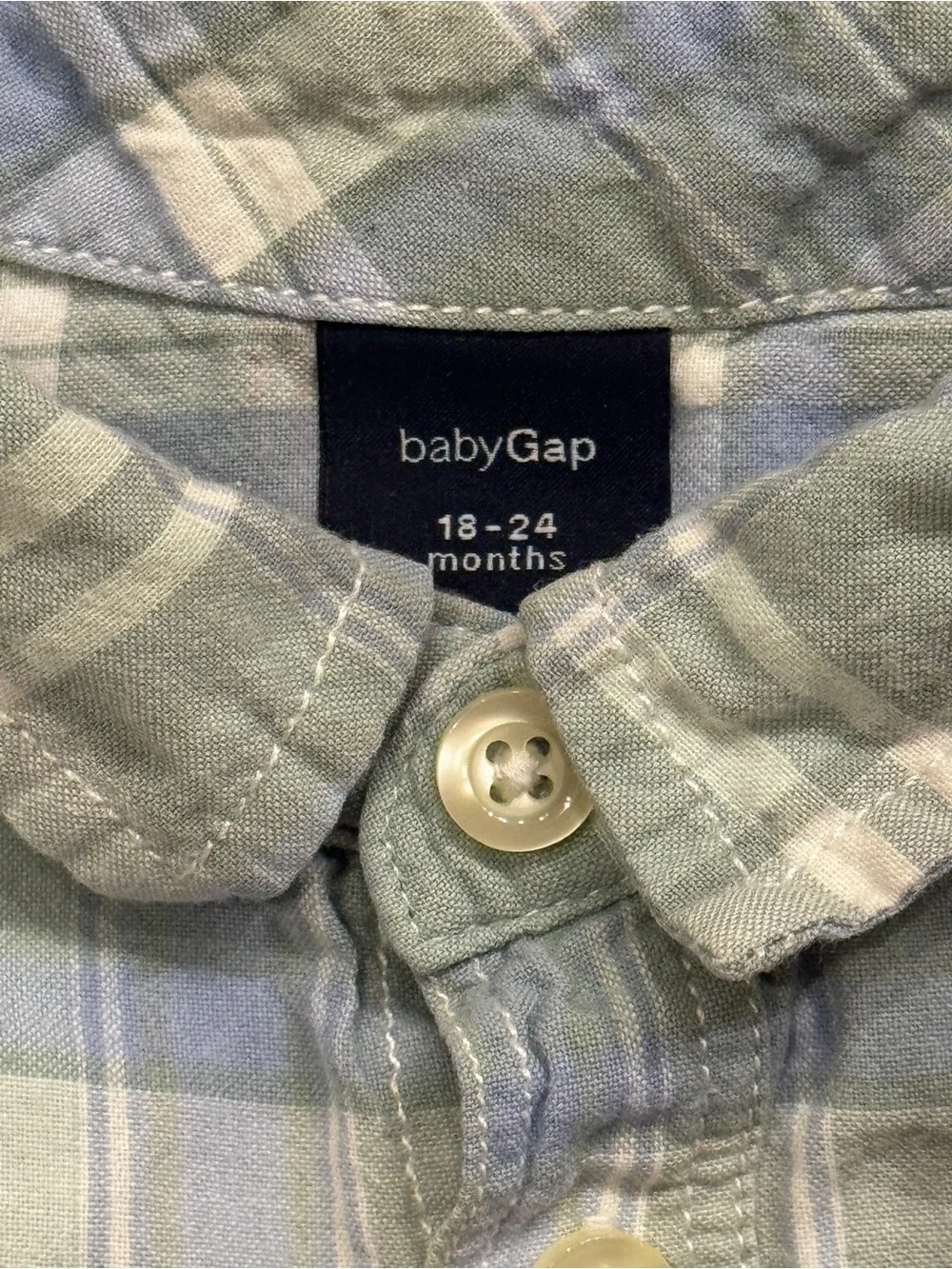 GAP Plaid Short-Sleeve One-Piece in Blue and Green